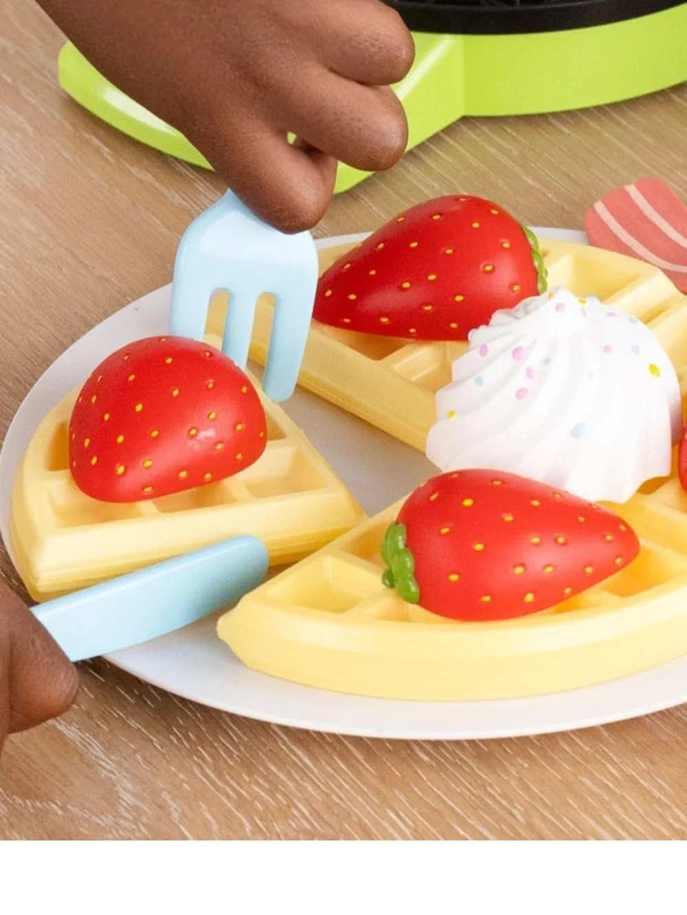 Pretend Waffle Maker Kid’s Play Food Set Acorn Avenue 21 pc. super cute read on
